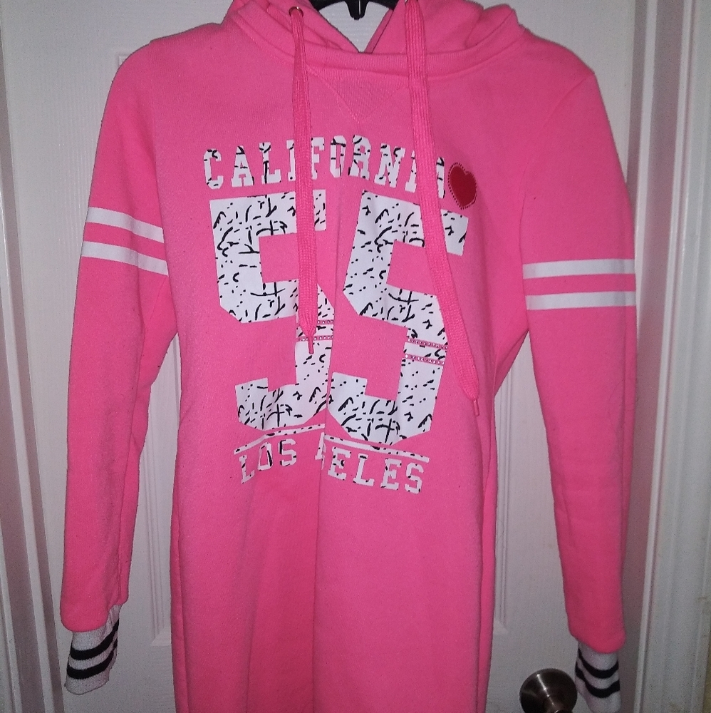 hot pink over sized hoodie dress